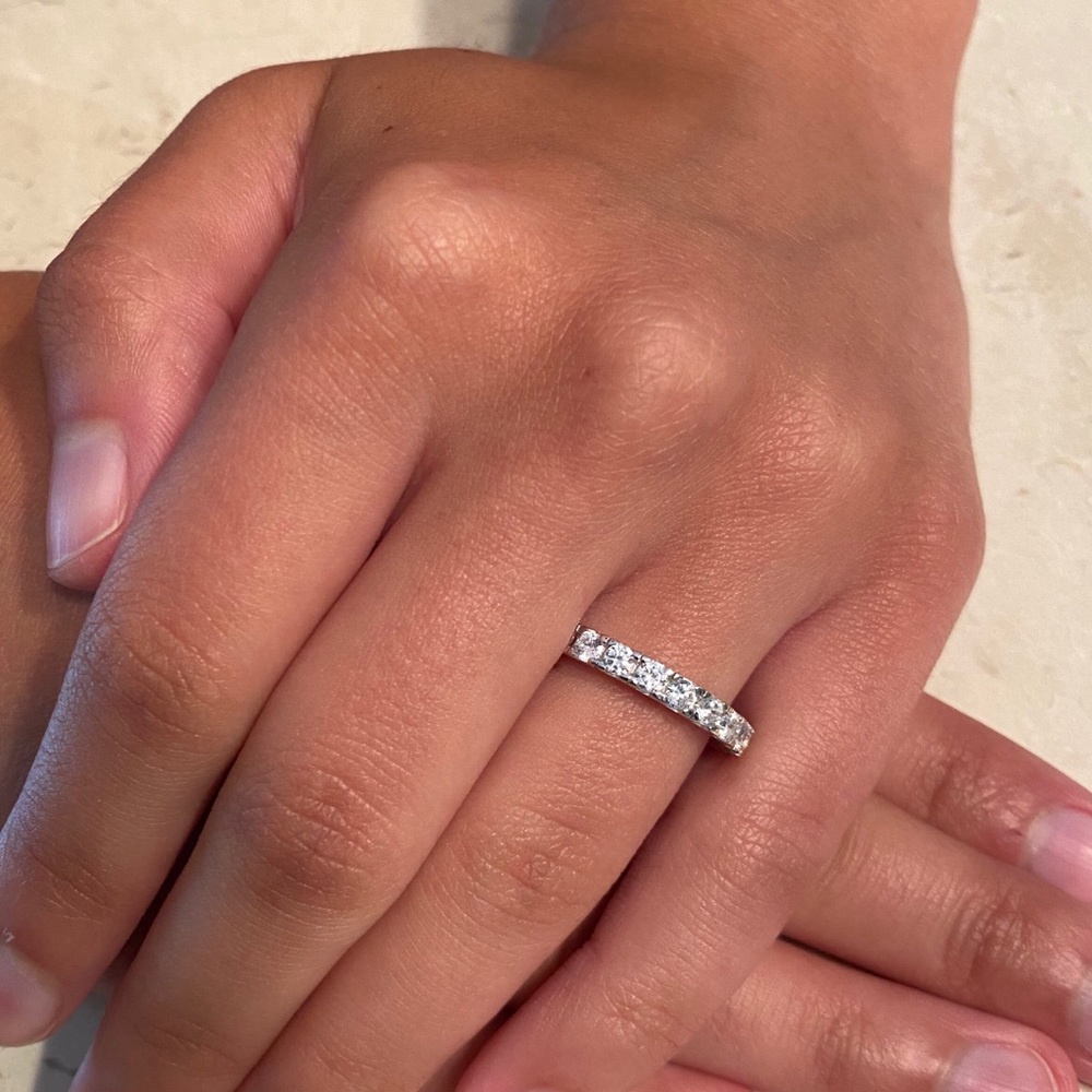 Sale $20 Firm! .925 Sterling Silver Round Cz Eternity Band - Picture 9 of 13